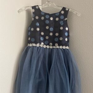 Pippa & Julie Navy and Silver Polka Dot Dress